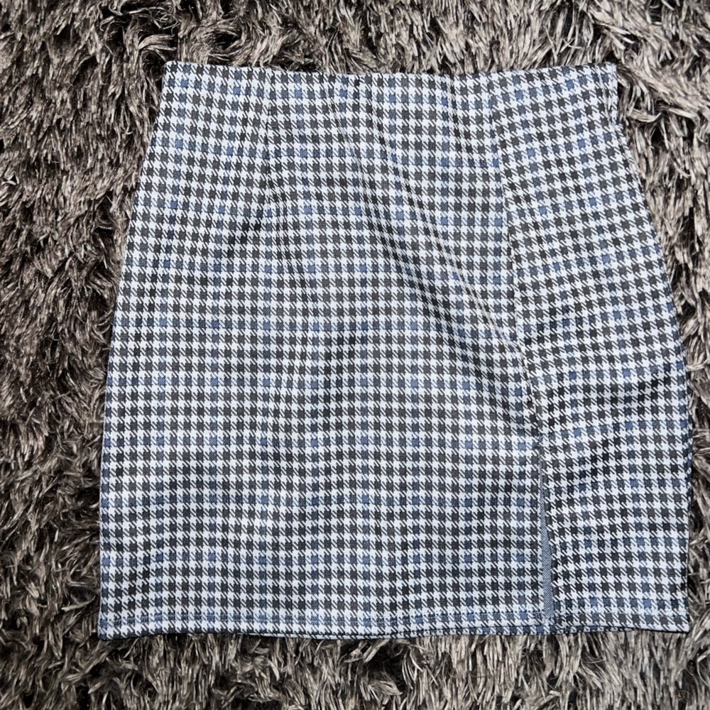 Black, Blue, and White Houndstooth Skirt